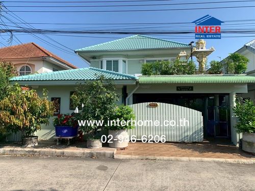 2-storey detached house, 52.2 sq m, Chuan Chuen Village, Residence Park 5, near the expressway entrance and the Pink Line, Watcharaphon Station, Soi Khubon 27, Intersection 11, Soi Ramintra 65, Bang Khen District, Bangkok.