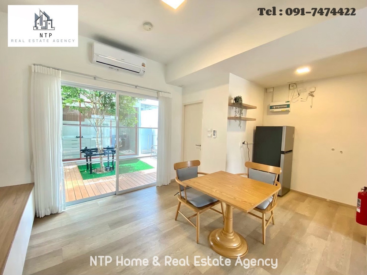 For rent: 2-story townhome #Indy Bangna Ram2. The back of the house is wide and comes with a seating area to admire nature. And a modern glass kitchen, best location, opposite Mega Bangna 🐶🐱pet friendly – รูปที่ 2