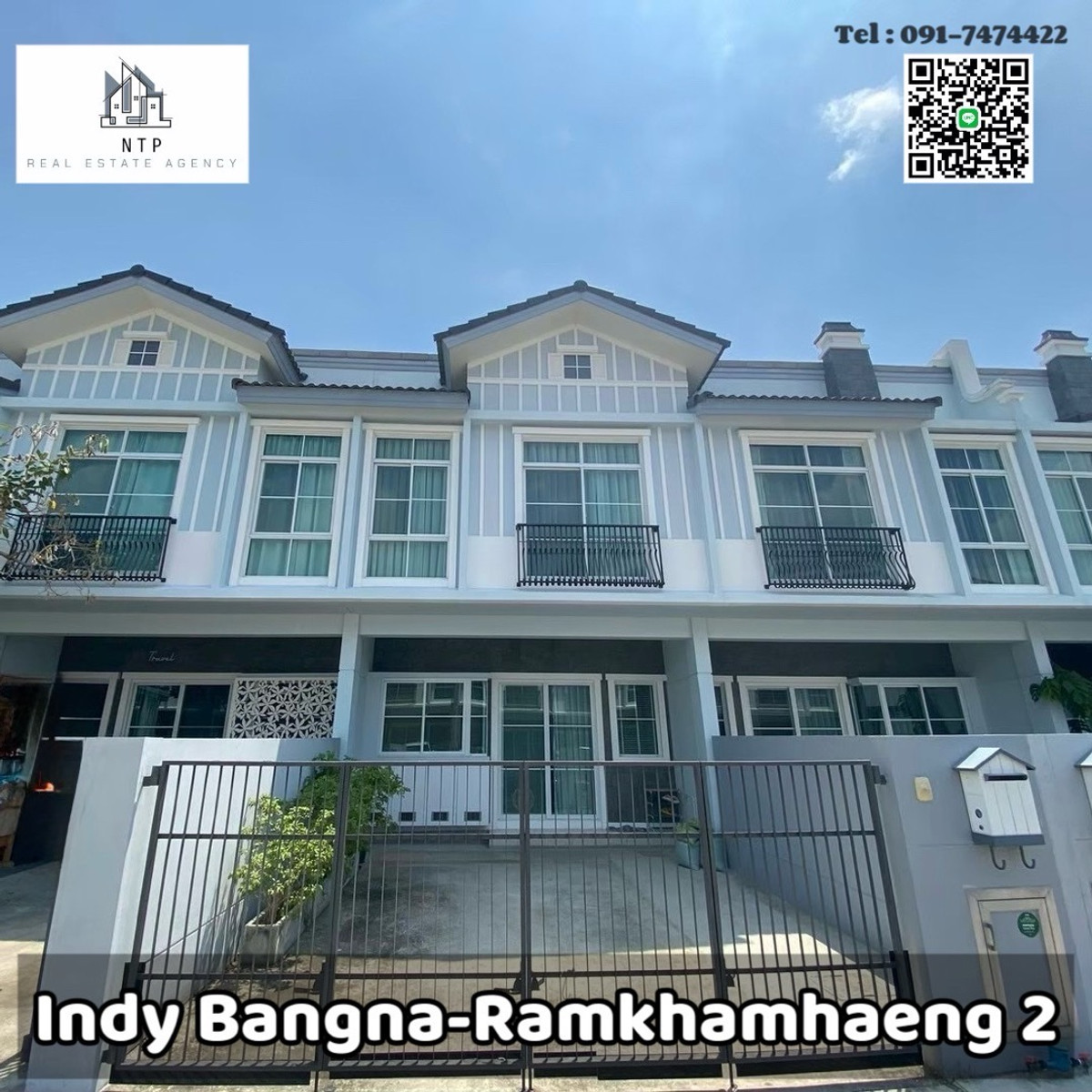 For rent: 2-story townhome #Indy Bangna Ram2. The back of the house is wide and comes with a seating area to admire nature. And a modern glass kitchen, best location, opposite Mega Bangna 🐶🐱pet friendly – รูปที่ 3