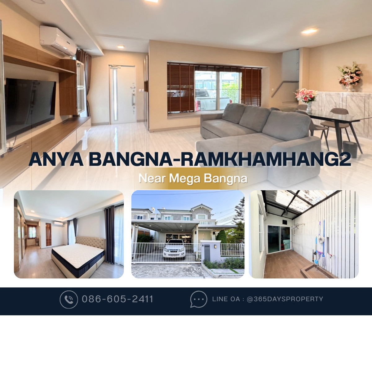 💥ForRent💥Anya Bangna-Ramkhamhang 2 🏡 Near Mega Bangna‼️Private Garden 🌳 Fully furnished 🌟Ready to move in 🌟