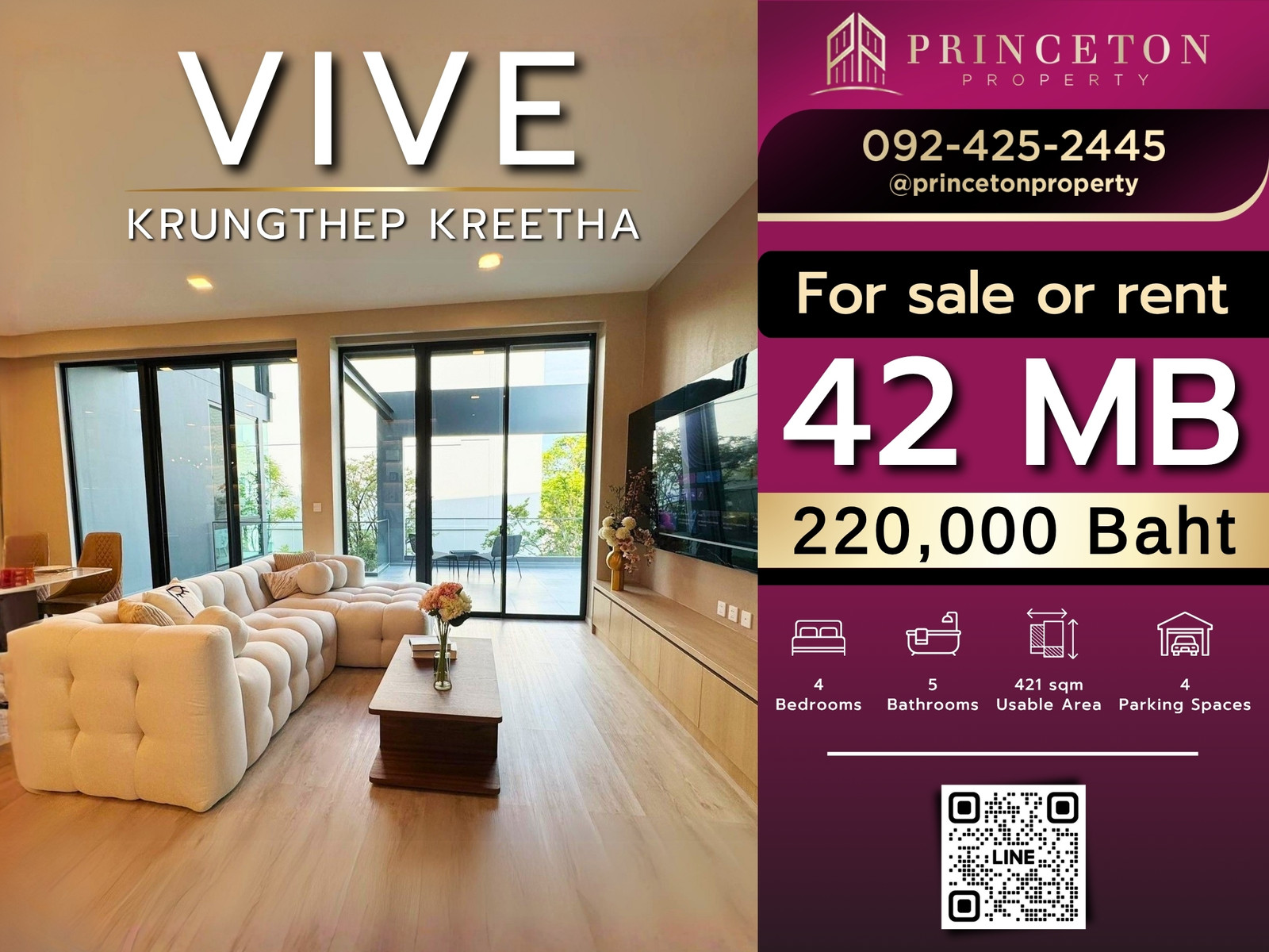  Luxury House For Sale or Rent VIVE Krungthep Kreetha next to Wellington School 📞092-4252445