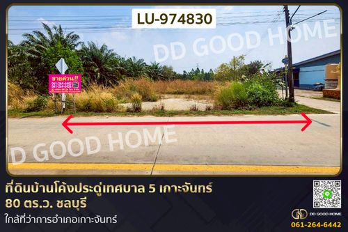LU-974830 Land for sale in Ban Khong Pradu, Thetsaban 5, Ko Chan District, Chonburi. 80 sq.w. Near Ko Chan District Office.