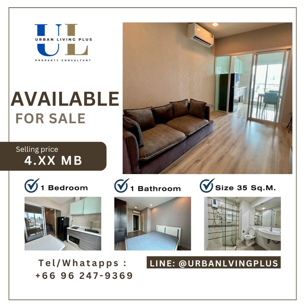 ( UL2310271 ) Tel/Line 096-2479369 , FOR SELL Centric Sathorn St.louis 1 BEDROOM 1 BATHROOM 35 SQ.M. RARE ITEM ( UL2310271 ) Tel/Line 096-2479369 , FOR SELL Centric Sathorn St.louis 1 BEDROOM 1 BATHROOM 35 SQ.M. RARE ITEM