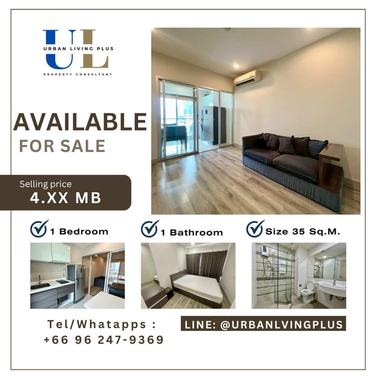 ( UL2603121 ) Tel/Line 096-2479369 , FOR SELL Centric Sathorn St.louis 1 BEDROOM 1 BATHROOM 35 SQ.M. RARE ITEM ( UL2603121 ) Tel/Line 096-2479369 , FOR SELL Centric Sathorn St.louis 1 BEDROOM 1 BATHROOM 35 SQ.M. RARE ITEM