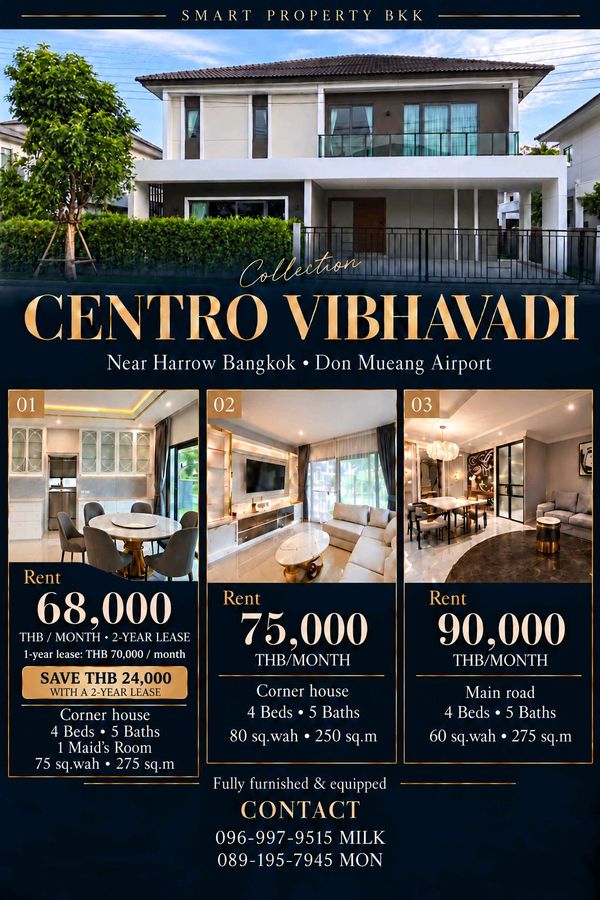Salila🚩Centro Vibhavadi for rent just 10mins to Harrow Bangkok
