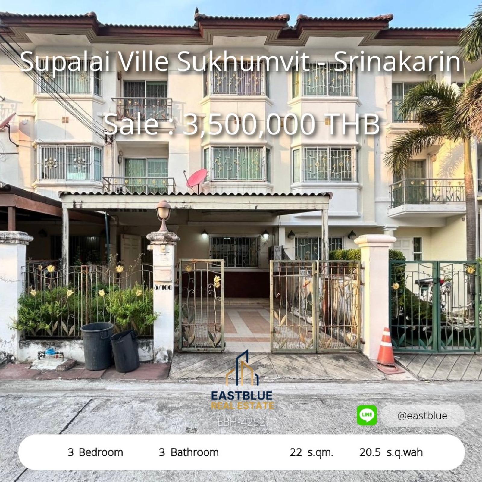 Charming 3-Bed Supalai Ville Home Near Sukhumvit
Spacious 3-Bed House in Bangna - Only 3.5M THB 0642748883 Charming 3-Bed Supalai Ville Home Near Sukhumvit
Spacious 3-Bed House in Bangna - Only 3.5M THB 0642748883