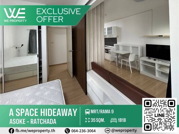 1Bed ห้องสวยเฟอร์ฯครบราคาดีที่สุด!!⭐A Space Hideaway Asoke - Ratchada (เอ สเปซ ไฮด์อเวย์ อโศก - รัชดา)