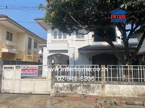 2-story detached house, 50 sq m, Floraville Village. Suwinthawong (Phase 22) Soi Suwinthawong 38 Suwinthawong Road, Chalong Krung Road, Nong Chok District, Bangkok