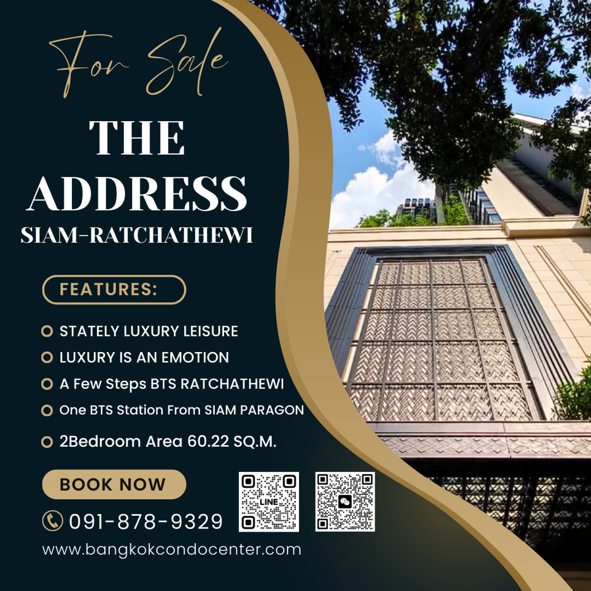 🎈THE ADDRESS Siam Ratchathewi 2Bedroom 2Bathroom Area 60.22 sq.m. Fully-Fitted Floor 26th ✅Promotion Price 14,280,000 THB ONE STATION FROM SIAM PARAGON, SIAM CENTER