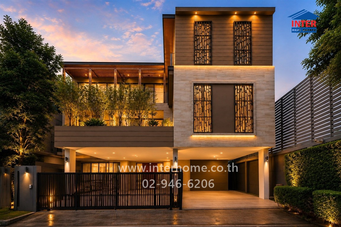 3-story detached house, 53.4 sq m, Wana Residence Rama 9 Srinakarin, detached house near Brighton International School. Soi Krungthep Kreetha 15 Krungthep Kreetha Road Srinakarin Road, Bang Kapi District, Bangkok