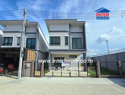 Twin house, 2 floors, 49.2 sq m, The Plant Village, Rangsit, Khlong 4-Wongwaen, near Chaloem Phrakiat Park. Narangsit-Nakhon Nayok Road Road along Khlong 4, Khlong Luang, Pathum Thani