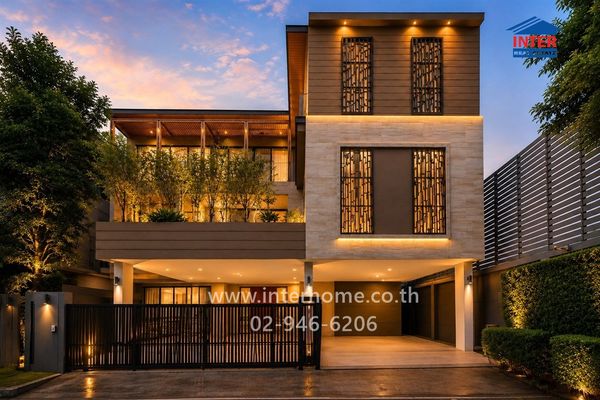 3-story detached house, 53.4 sq m, Wana Residence Rama 9 Srinakarin, detached house near Brighton International School. Soi Krungthep Kreetha 15 Krungthep Kreetha Road Srinakarin Road, Bang Kapi District, Bangkok