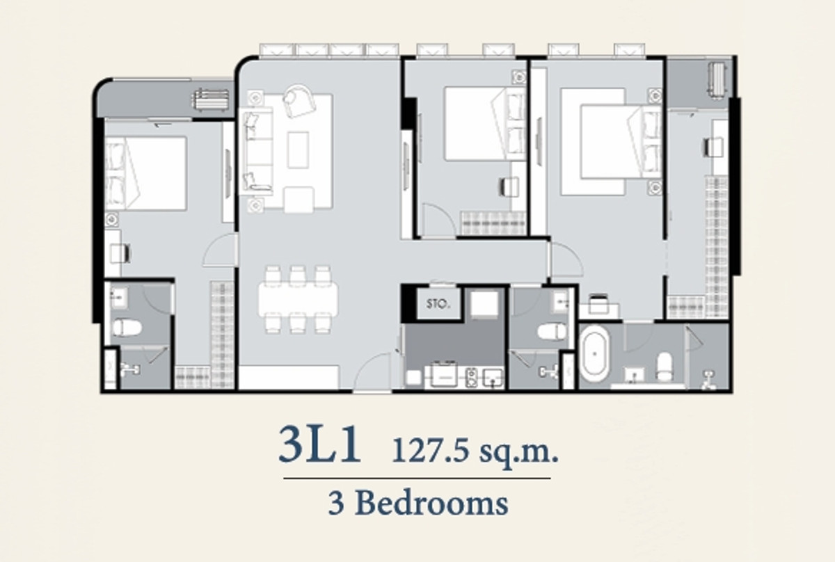 Supalai Elite สุขุมวิท 39 / 外中份额 /3 Bed 3 Bath 127.5 ตรม ชั้นสูง – รูปที่ 2
