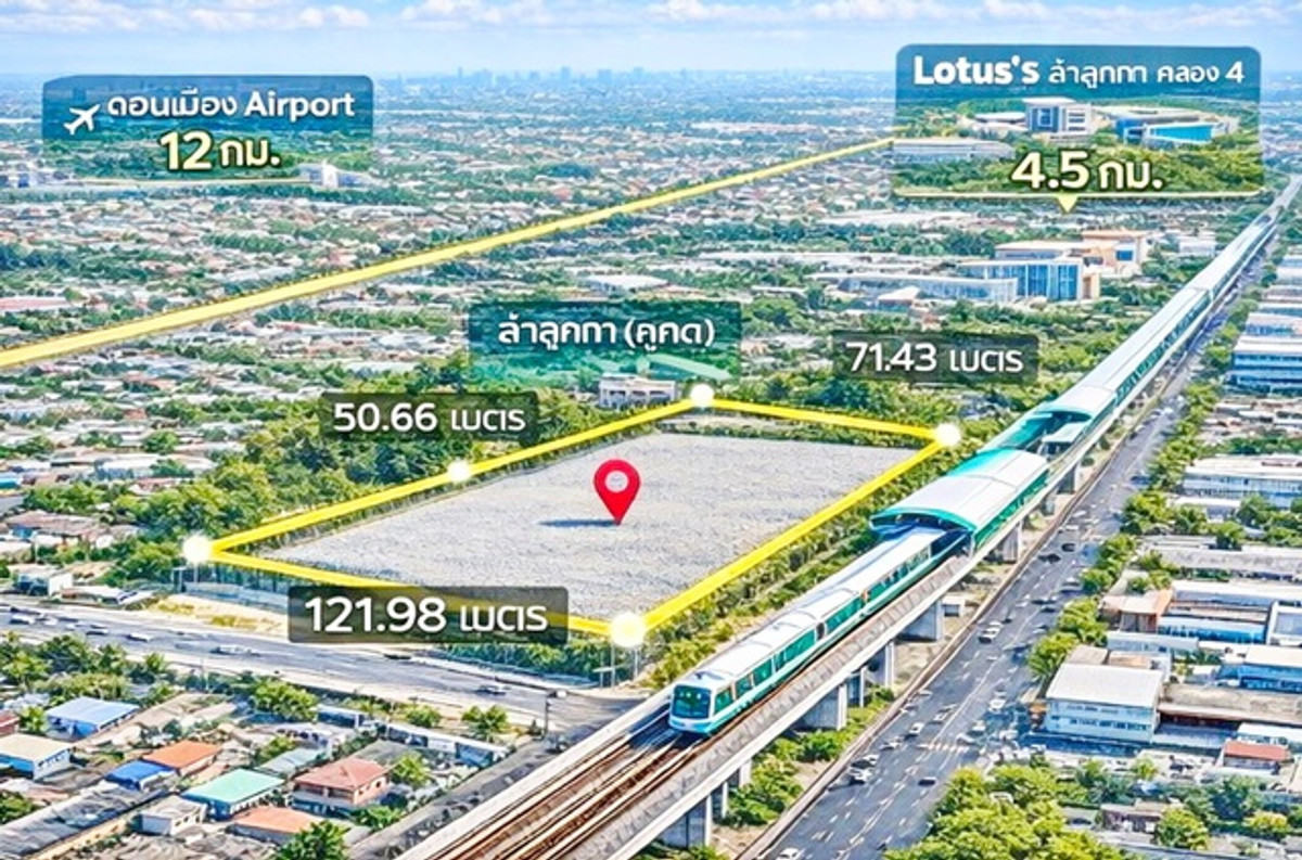 รถไฟฟ้า BTSคูคต 500ม.ที่ดินถมแล้วให้เช่า ใกล้คลองสอง เหมาะลงทุน โกดัง โลจิสติกส์ ขนาด 5 ไร่ ลำลูกกา21-27 – รูปที่ 4