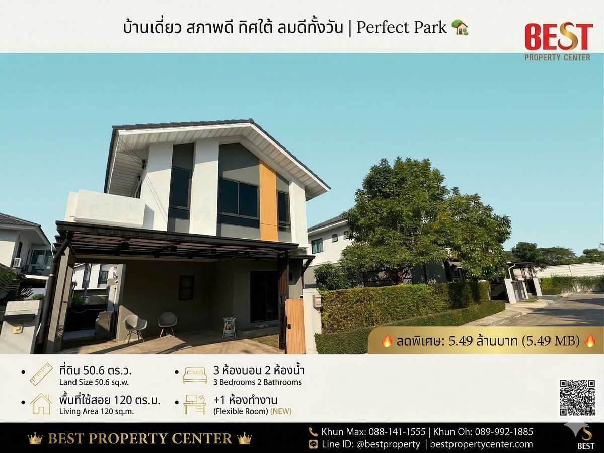🔥 [Urgent discount! 5.49 million baht] Single house for sale, Perfect Park, Krungthep Kreetha-Ramkhamhaeng, excellent condition, ready to move in!