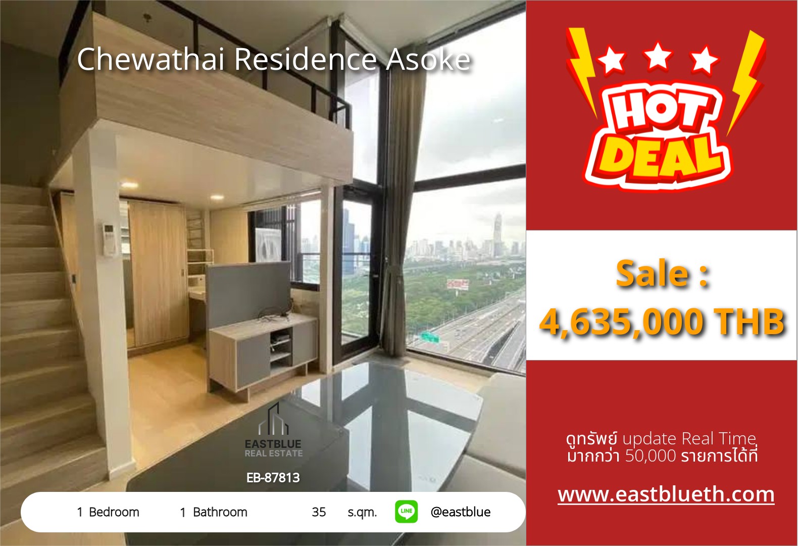 For Sale: Chewathai Residence Asoke 1 Bed 35 sqm near MRT Rama 9 4.63M THB