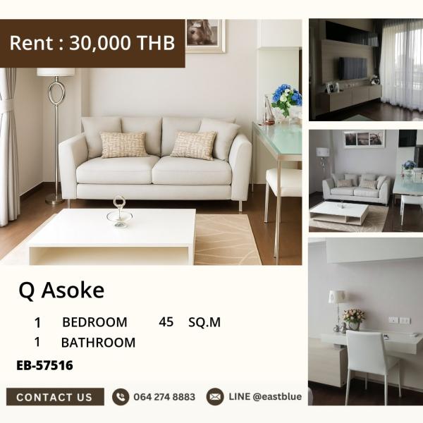17/07/2026, Rent a Q Asoke condo, 1 bedroom, near MRT Phetchaburi
Size 45 sq.m. with swimming pool and fitness, only 30,000 baht/month! 0642748883