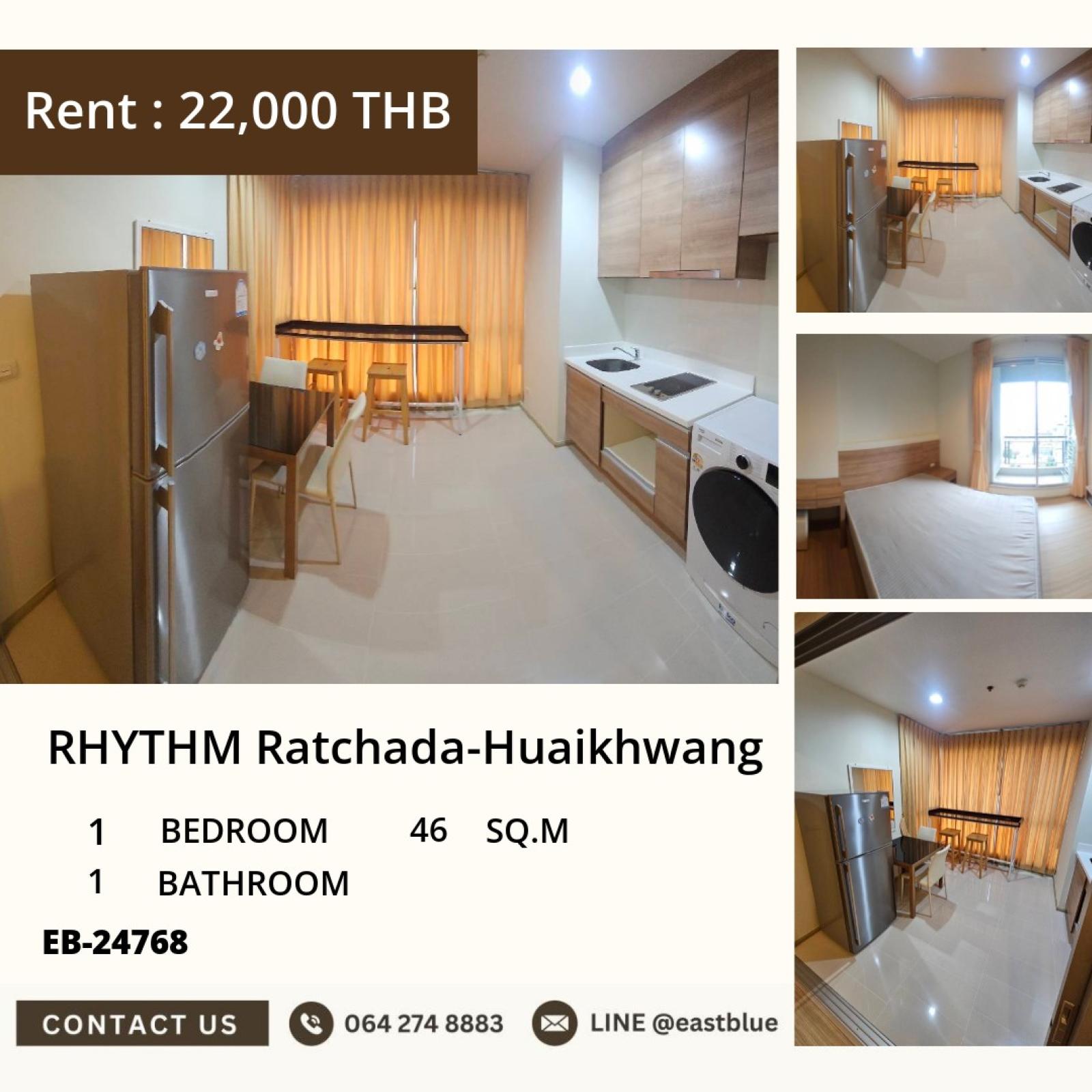 17/07/2026, Condo Rhythm Ratchada-Huai Khwang 1 bedroom, ready to move in, near Huai Khwang MRT
Only 22,000 THB/month, size 46 sq.m., fully furnished, convenient for all travel! 0642748883 17/07/2026, Condo Rhythm Ratchada-Huai Khwang 1 bedroom, ready to move in, near Huai Khwang MRT
Only 22,000 THB/month, size 46 sq.m., fully furnished, convenient for all travel! 0642748883