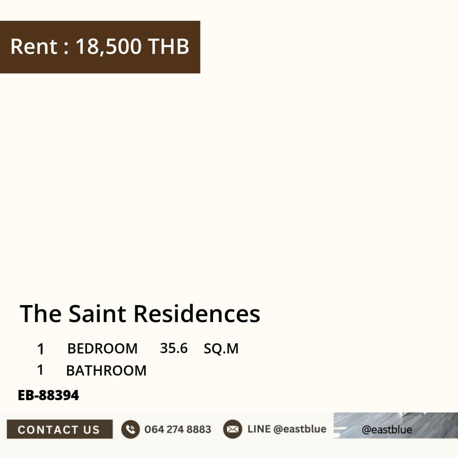 17/07/2026, The Saint Residences condo, 1 bedroom, near BTS Ha Yaek Lat Phrao
For sale at 3.1 million / Rent at 18,500 THB. Comes with a full swimming pool and fitness center! 0642748883