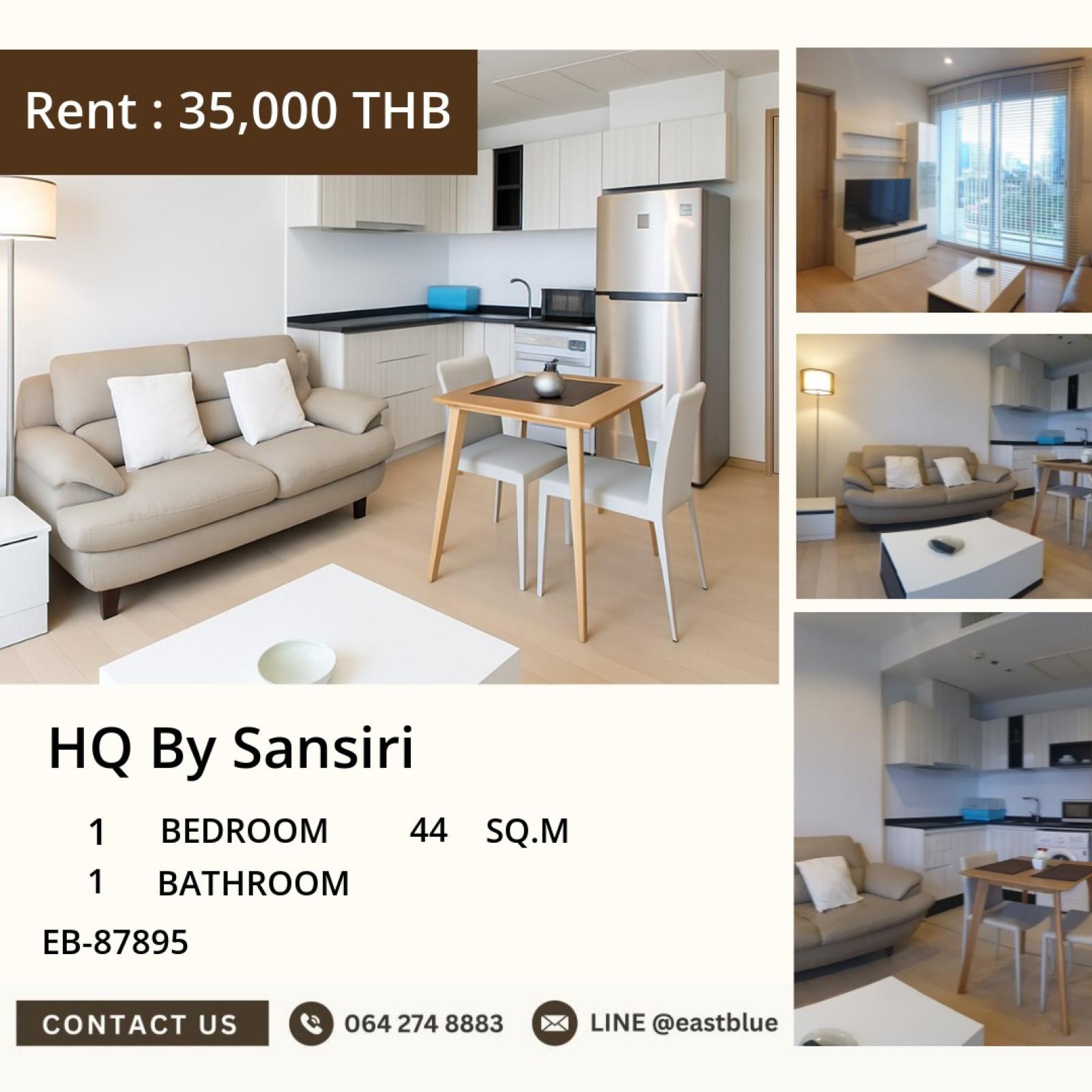 10/09/2026, 🏙️ HQ By Sansiri in the heart of Thonglor, beautiful view, luxurious, ready to move in!

✨ 1 bedroom, 44 sqm, only 35,000 baht/month, don't miss out!! 0642748883