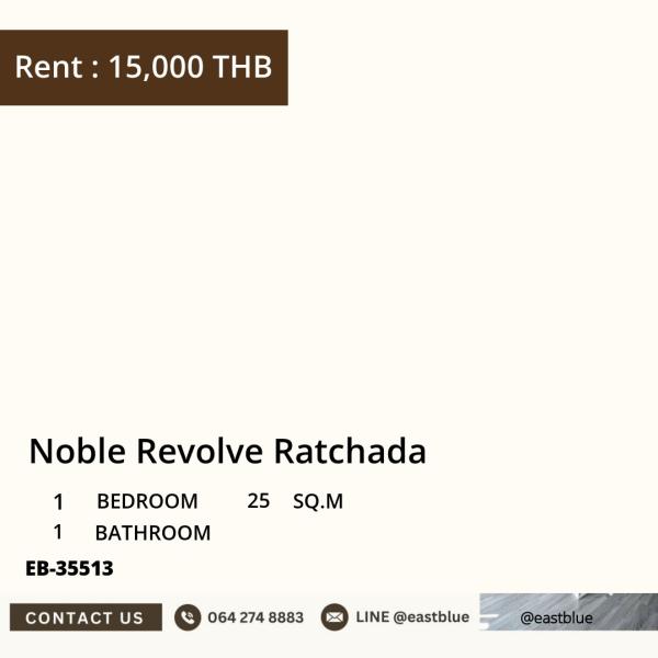 Noble Revolve Ratchada condominium, 1 bedroom, ready to move in, near MRT Cultural Center.
Rent only 15,000 baht/month, fully functional, good atmosphere! 0642748883