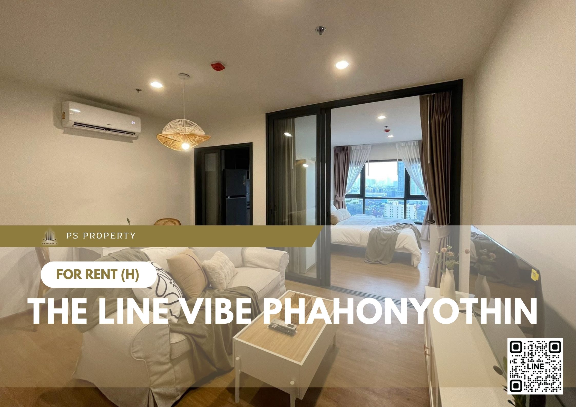 For Rent 🔥 The Line Vibe Phahonyothin 🔥 Fully furnished with appliances. Close to 2 MRT lines.