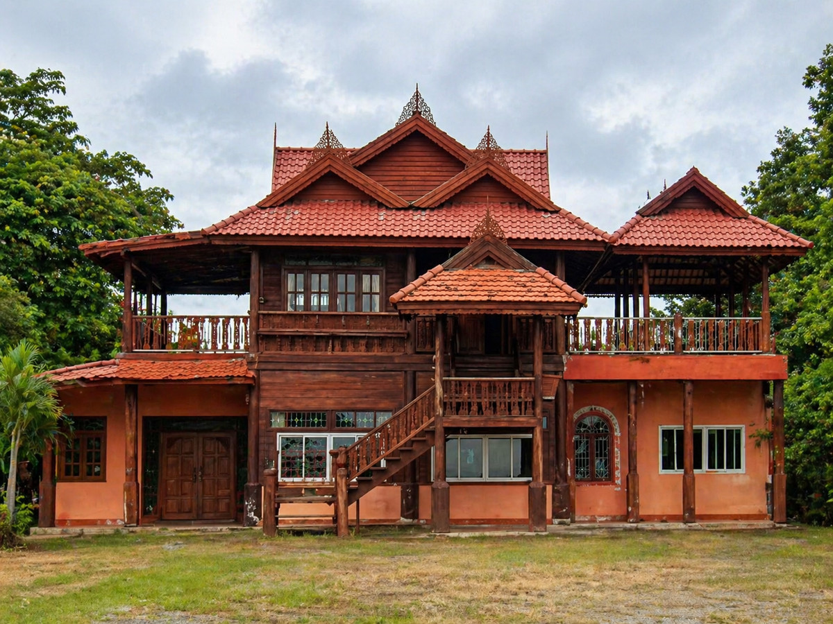 2-story Thai style house, wide lake view, concrete road to the front of the house, title deed ready for transfer. 2-story Thai style house, wide lake view, concrete road to the front of the house, title deed ready for transfer.