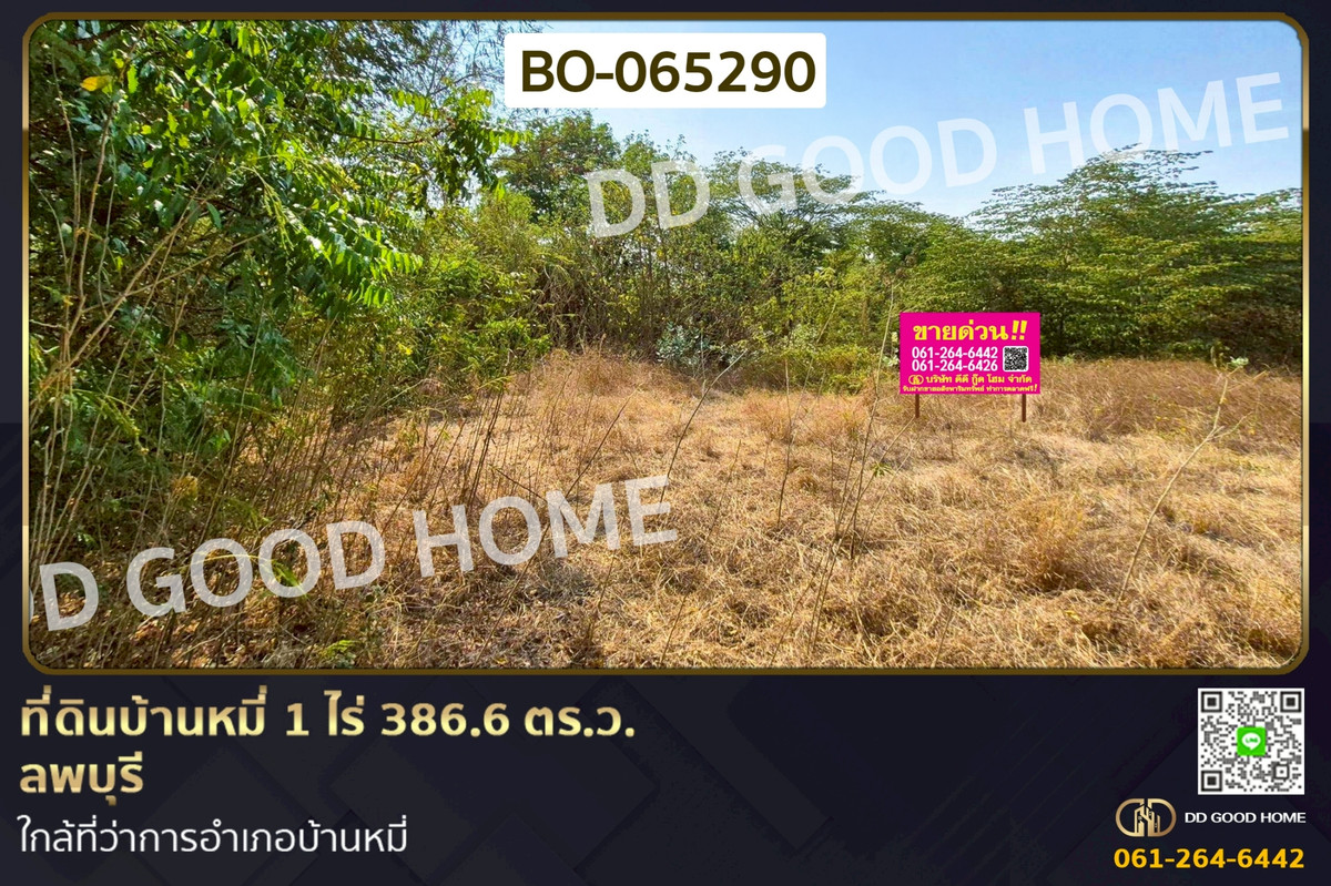 ที่ดินบ้านหมี่ 1 ไร่ 386.6 ตร.ว. ลพบุรี ใกล้ที่ว่าการอำเภอบ้านหมี่ BO-065290