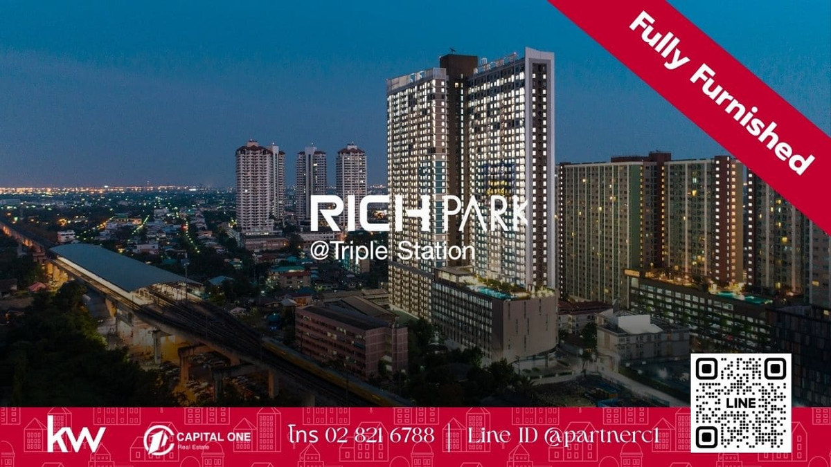 🏙 Condo for rent Rich Park @ Triple Station (Rich Park @ Triple Station) Condo next to 3 transportation systems, Airport Rail Link + BTS + MRT, travel into the city very convenient (KWTH3420)