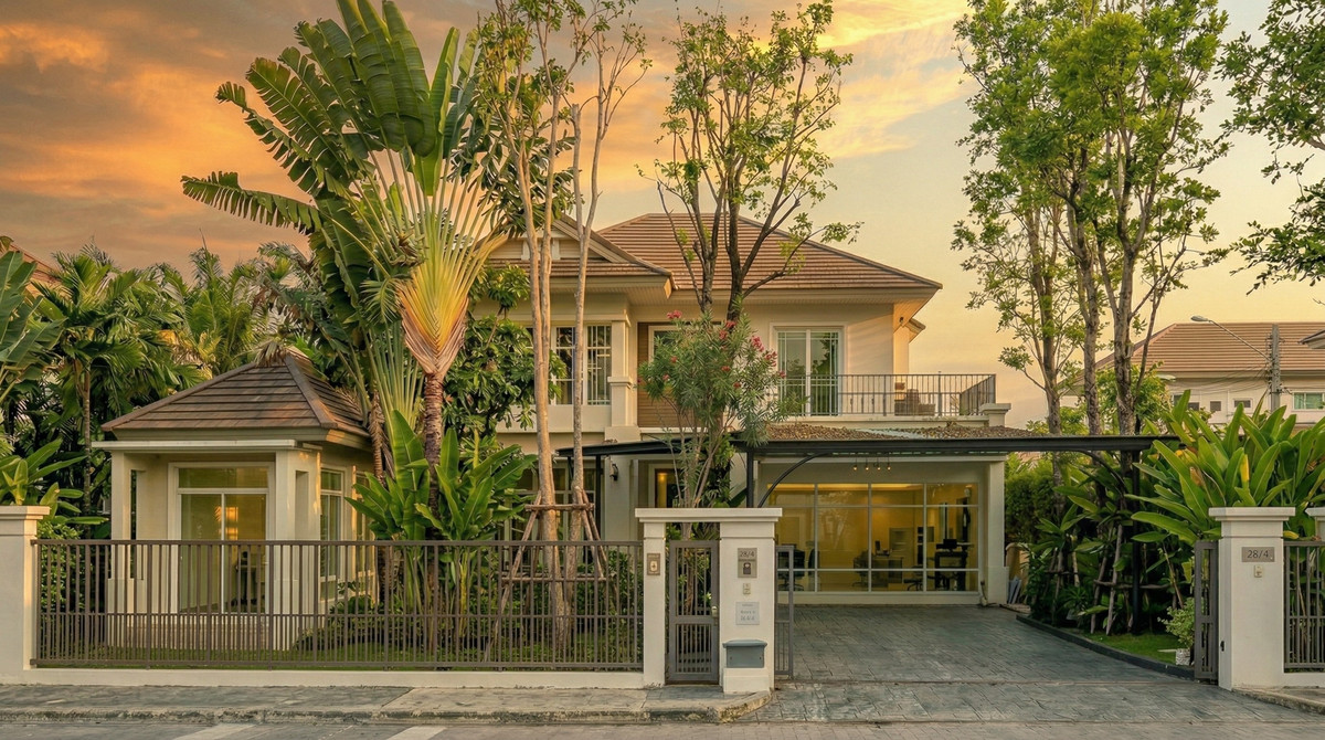 House for sale, Nantawan Village, Chaengwattana-Ratchaphruek. View in front of the club house The front of the house doesnt hit anyone, 132.1 sq m, very private, there are only 4 houses in the whole alley. House for sale, Nantawan Village, Chaengwattana-Ratchaphruek. View in front of the club house The front of the house doesnt hit anyone, 132.1 sq m, very private, there are only 4 houses in the whole alley.