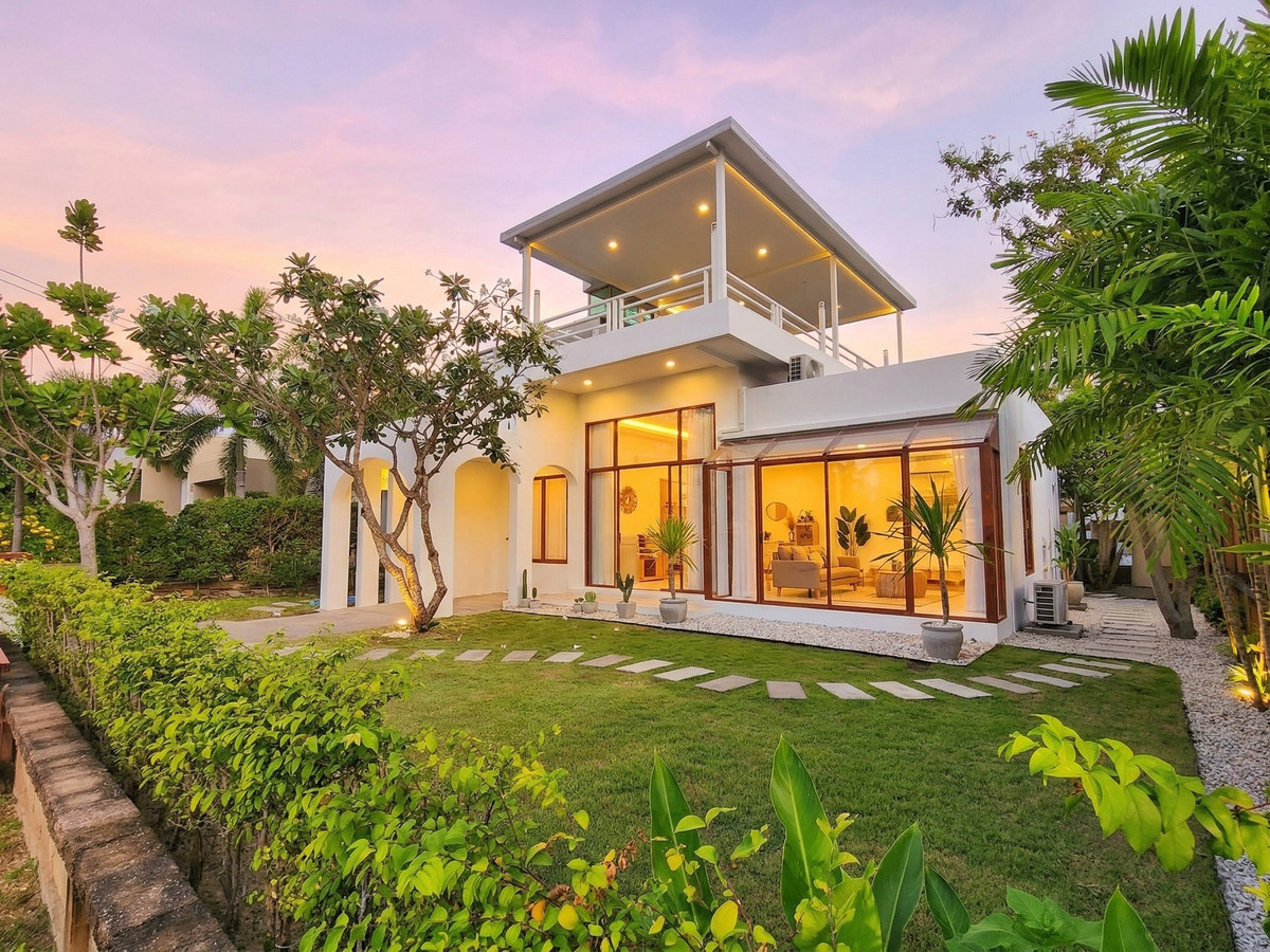 [บ้านพักตากอากาศส่วนตัว] ขายบ้านเดี่ยวชะอำ Casa Seaside ชั้นเดียว แปลงริม แต่งหรูสไตล์เมดิเตอร์เรเนียน 80.3 ตรว.
