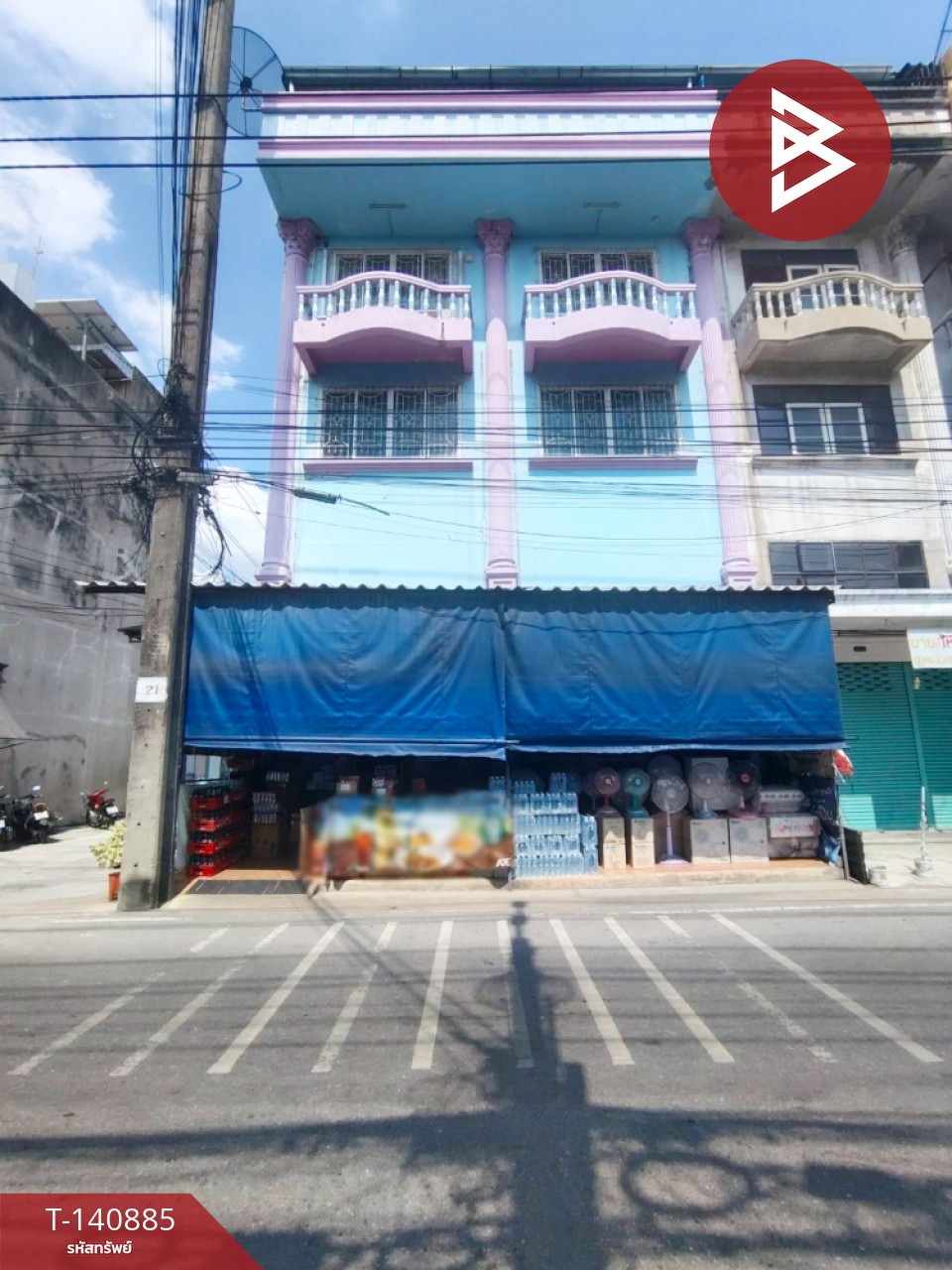 Commercial building for sale, 3 floors, 2 units, Soi Wat Bang Ya Phraek, Phra Pradaeng, Samut Prakan.