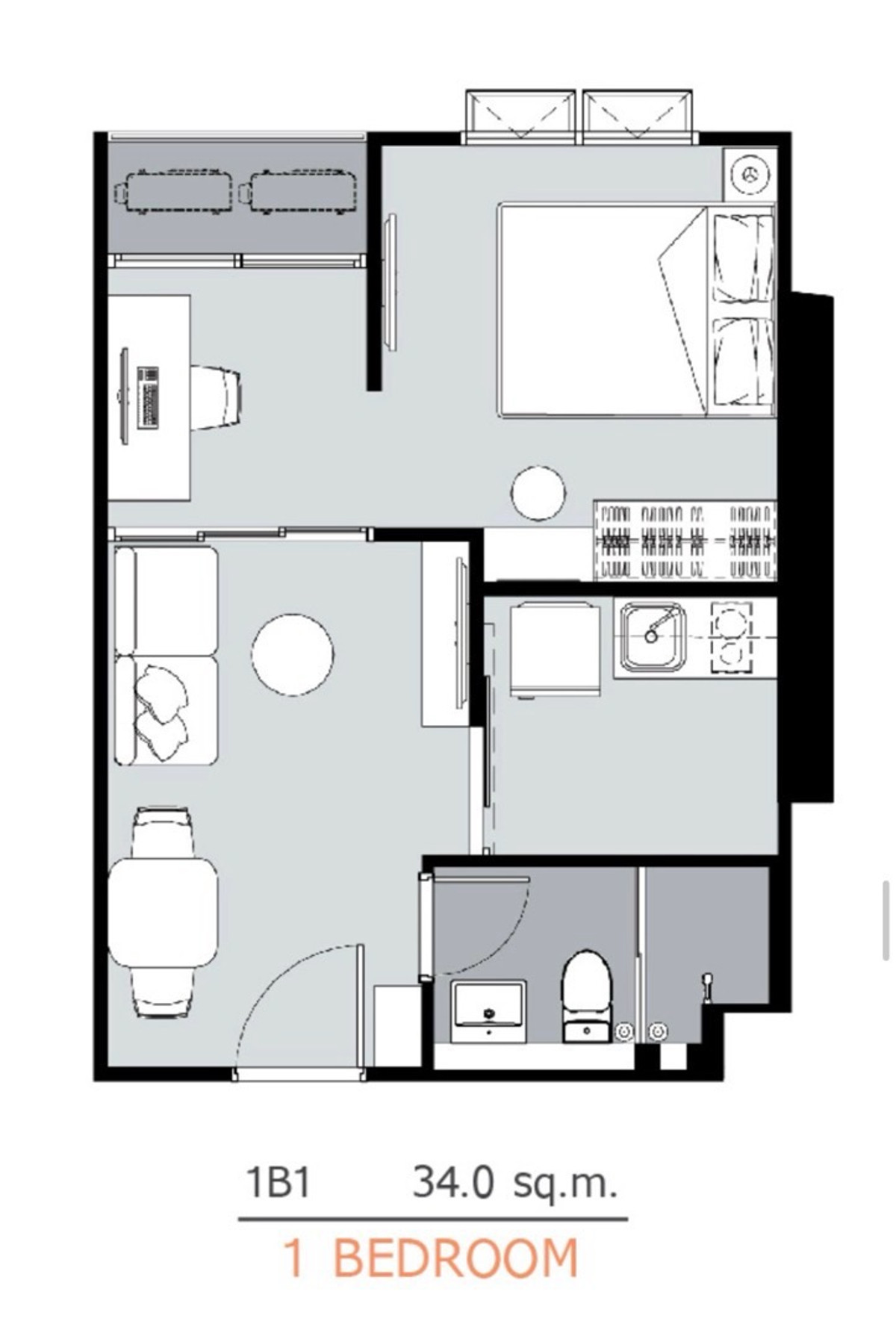 Down Payment for Sale: Supalai Parc Ekkamai-Pattanakarn (Supalai Park Ekkamai-Pattanakarn) 1BR 1Bath 34 sq m.