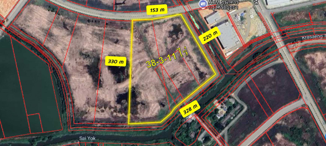 Land for sale, purple zone, 38 rai 3 ngan 11 square wah, near Suvarnabhumi Airport.