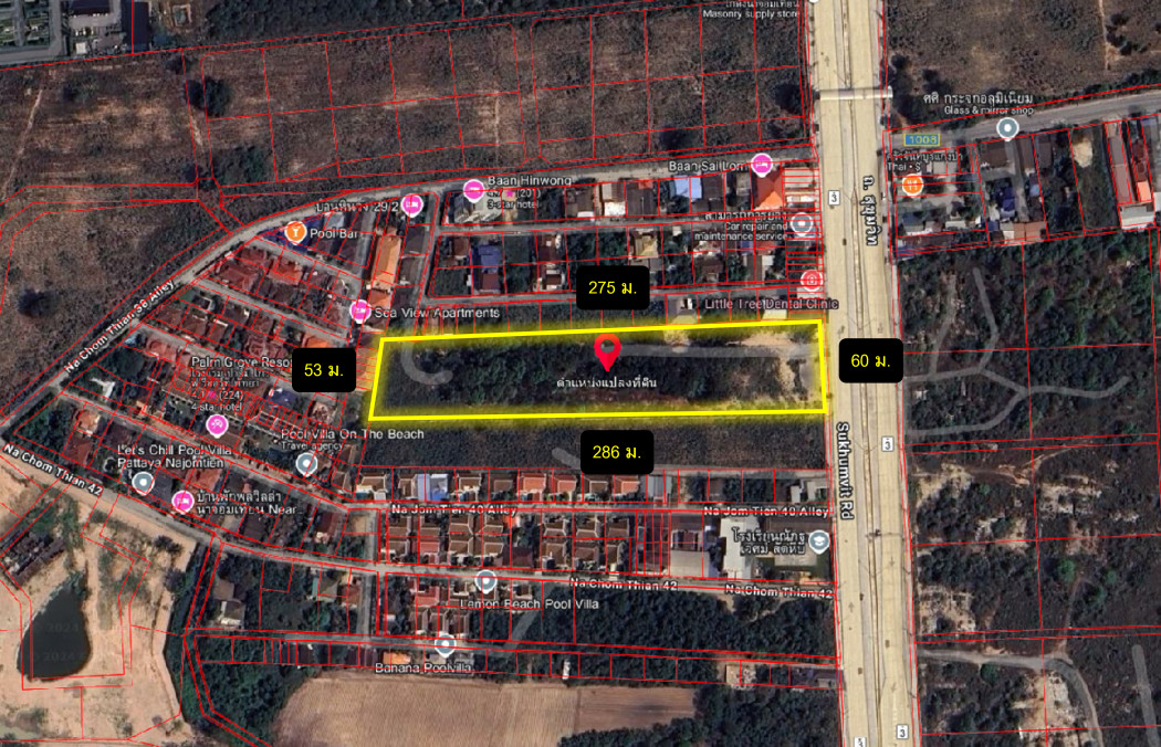ขายที่ดิน ริมถนนสุขุมวิท นาจอมเทียน พัทยา 10 ไร่ เหมาะ ทำคอนโด โรงแรม CC – รูปที่ 2