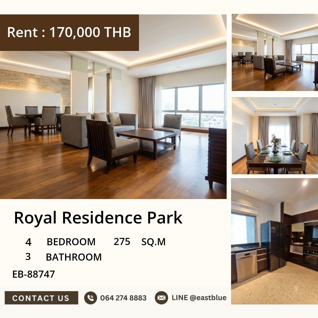 For Rent: Royal Residence Park 4 Bed 275 sqm near MRT Sukhumvit 170,000 THB/month