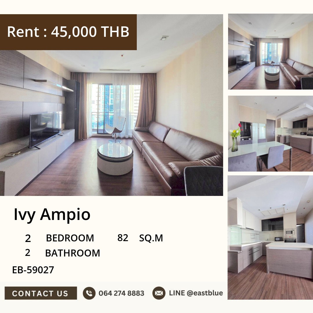 For Rent: Ivy Ampio 2 Bed 82 sqm near MRT Thailand Cultural Centre 45,000 THB/month