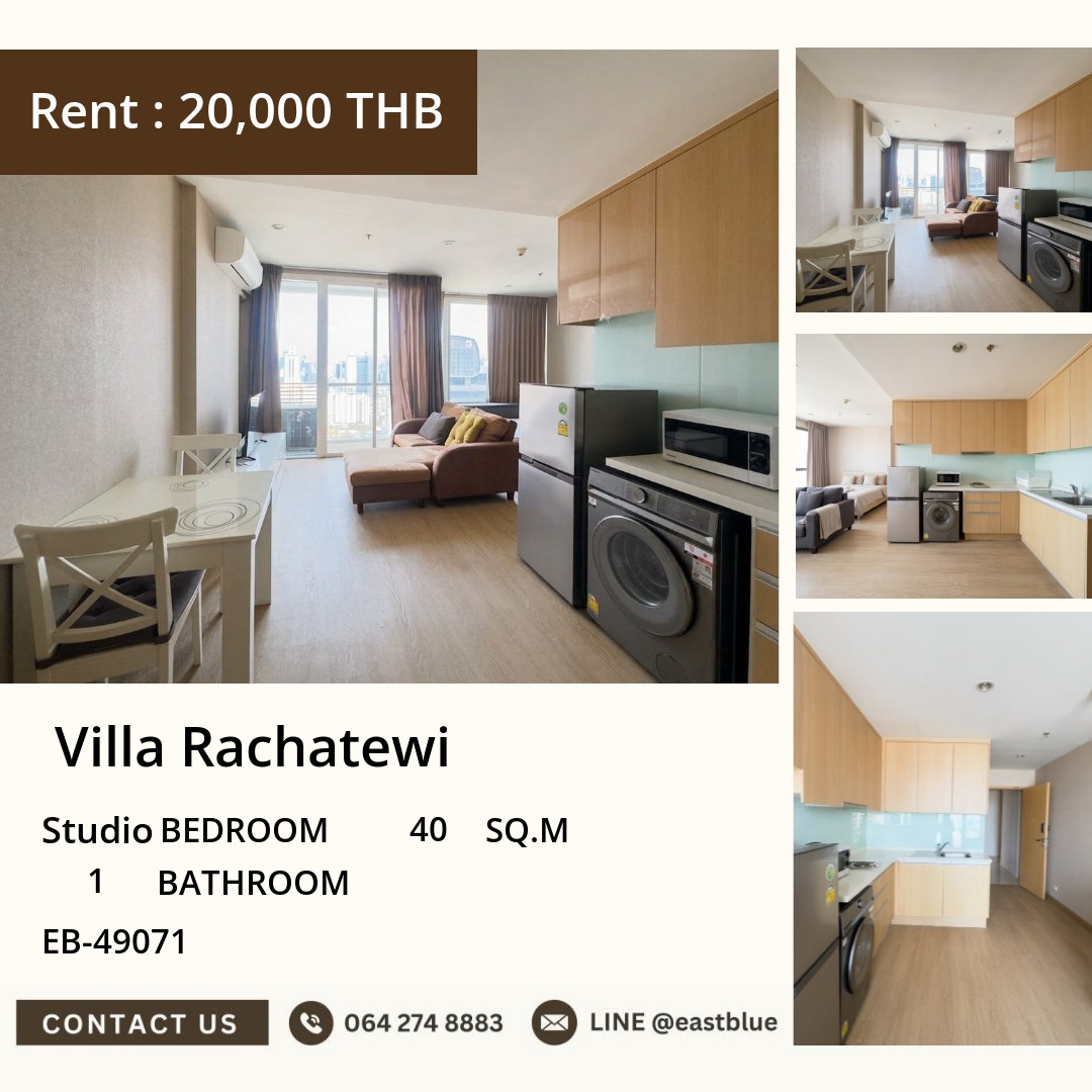 For Rent: Villa Rachatewi Studio 40 sqm near BTS Ratchathewi 20,000 THB/month