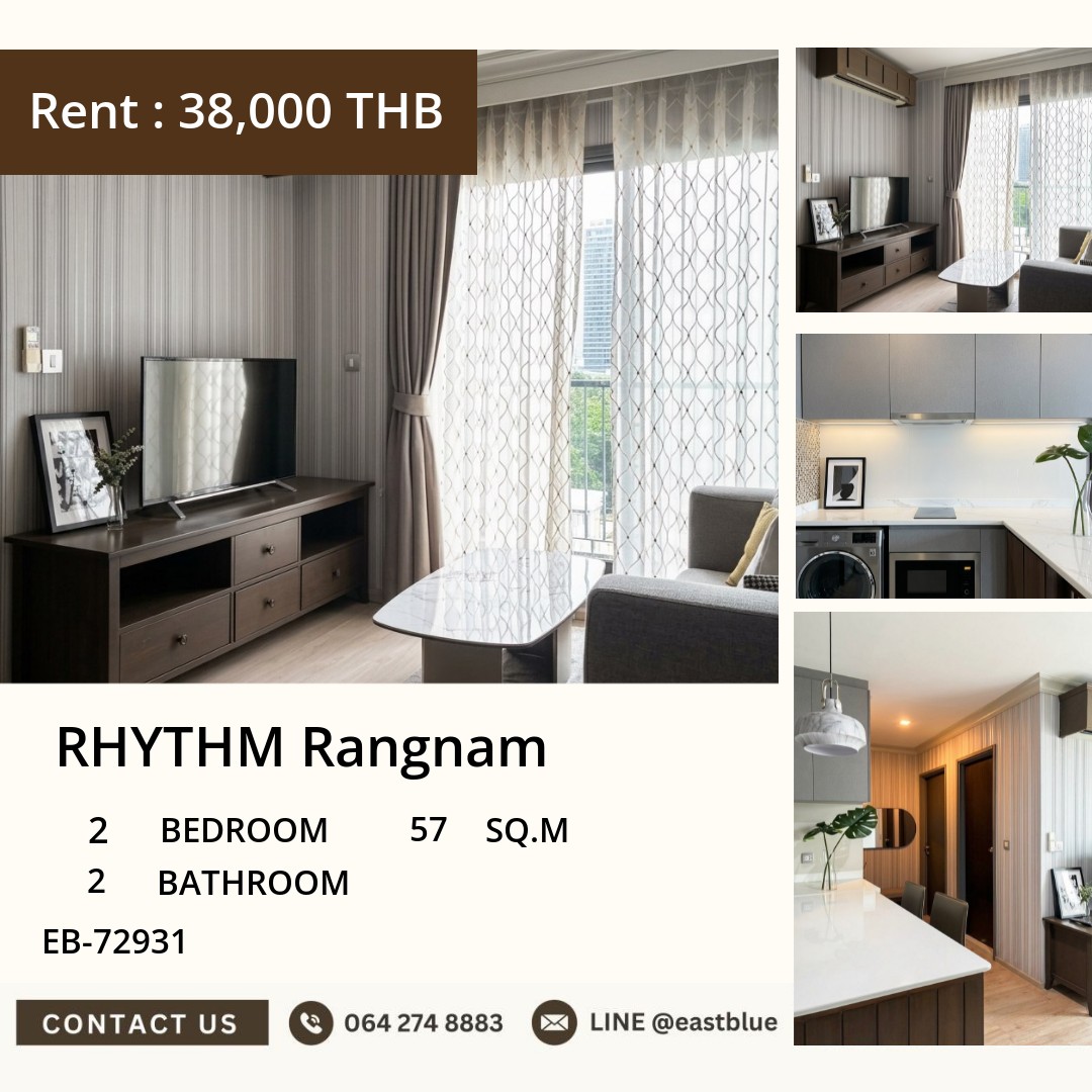 For Rent: RHYTHM Rangnam 2 Bed 57 sqm near BTS Victory Monument 38,000 THB/month
