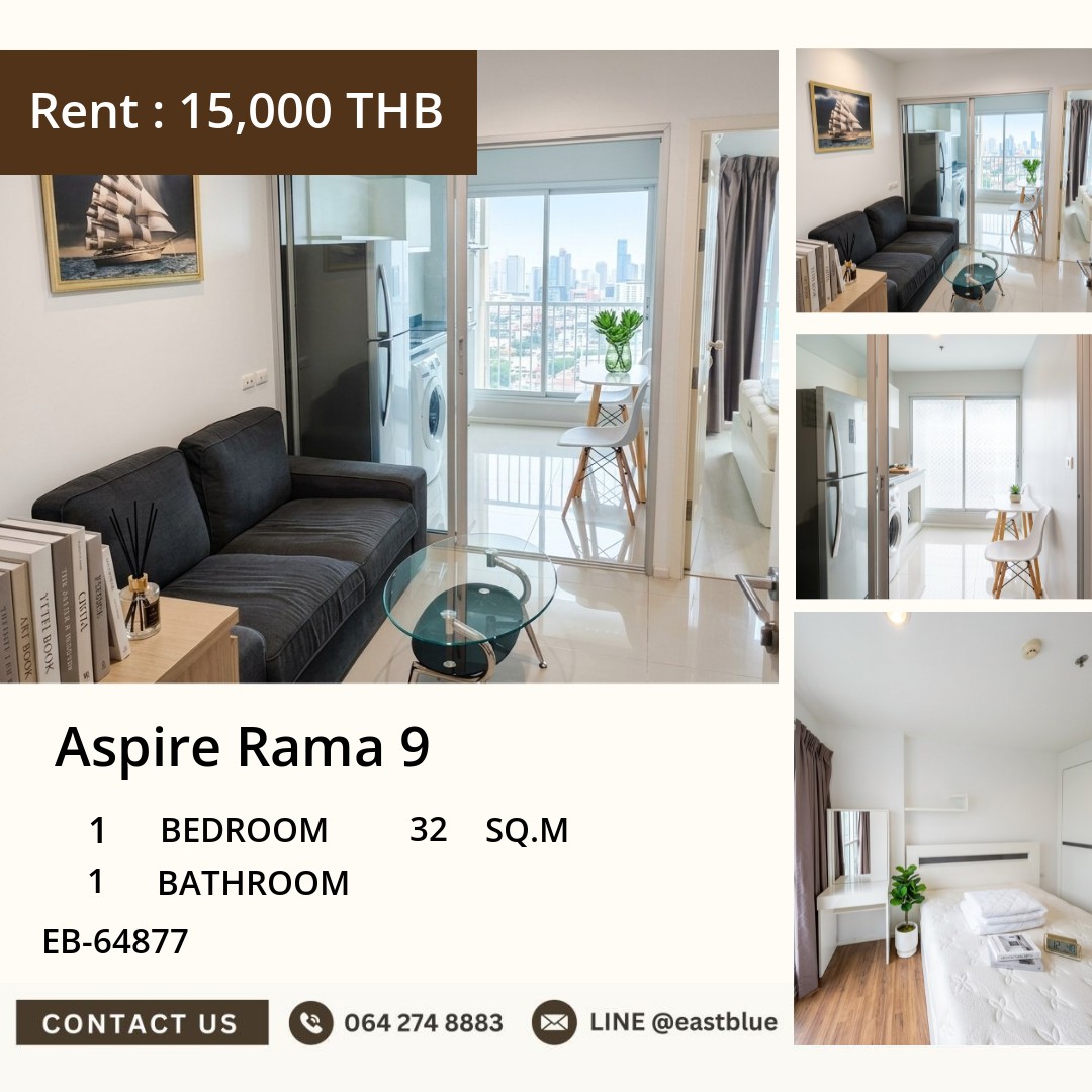 For Rent: Aspire Rama 9 1 Bed 32 sqm near MRT Rama 9 15,000 THB/month For Rent: Aspire Rama 9 1 Bed 32 sqm near MRT Rama 9 15,000 THB/month