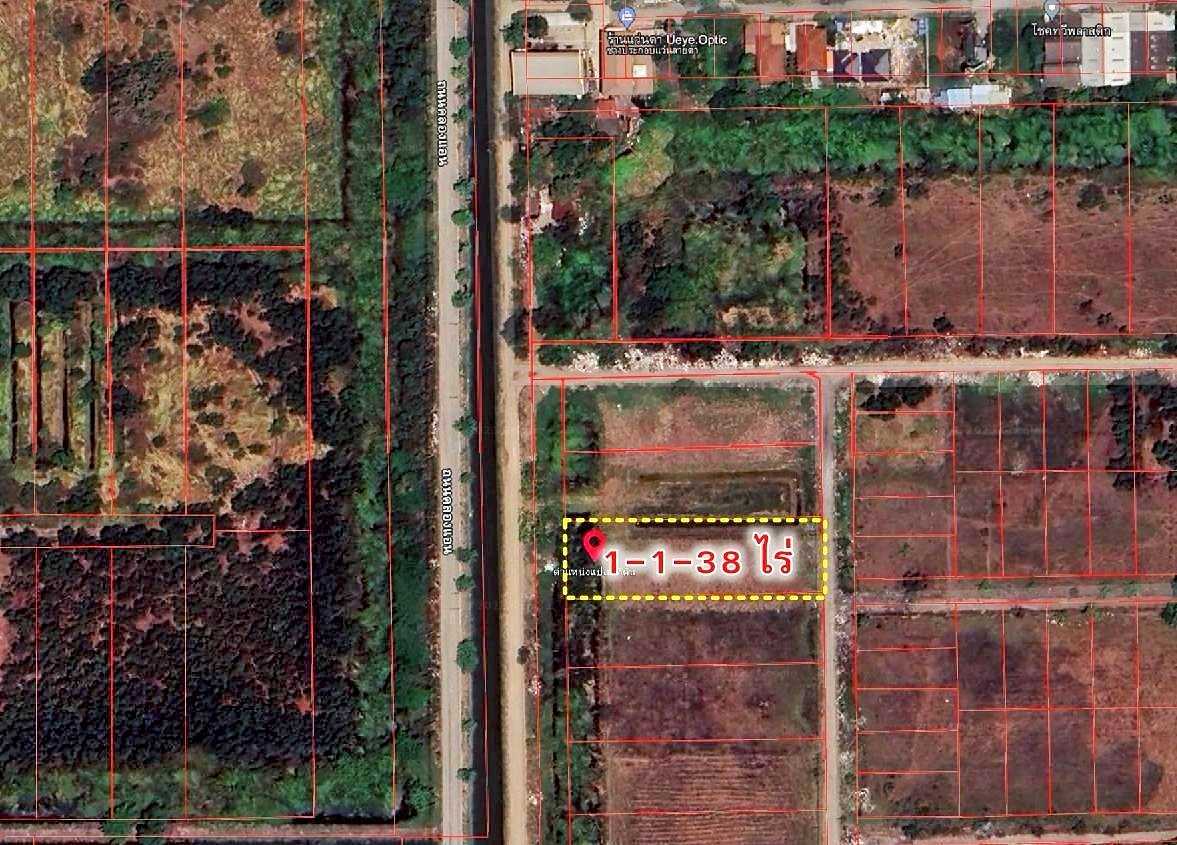 Empty land for sale, Khlong 4, area 1 rai 1 ngan 38 sq m, near Talad Thai. Empty land for sale, Khlong 4, area 1 rai 1 ngan 38 sq m, near Talad Thai.