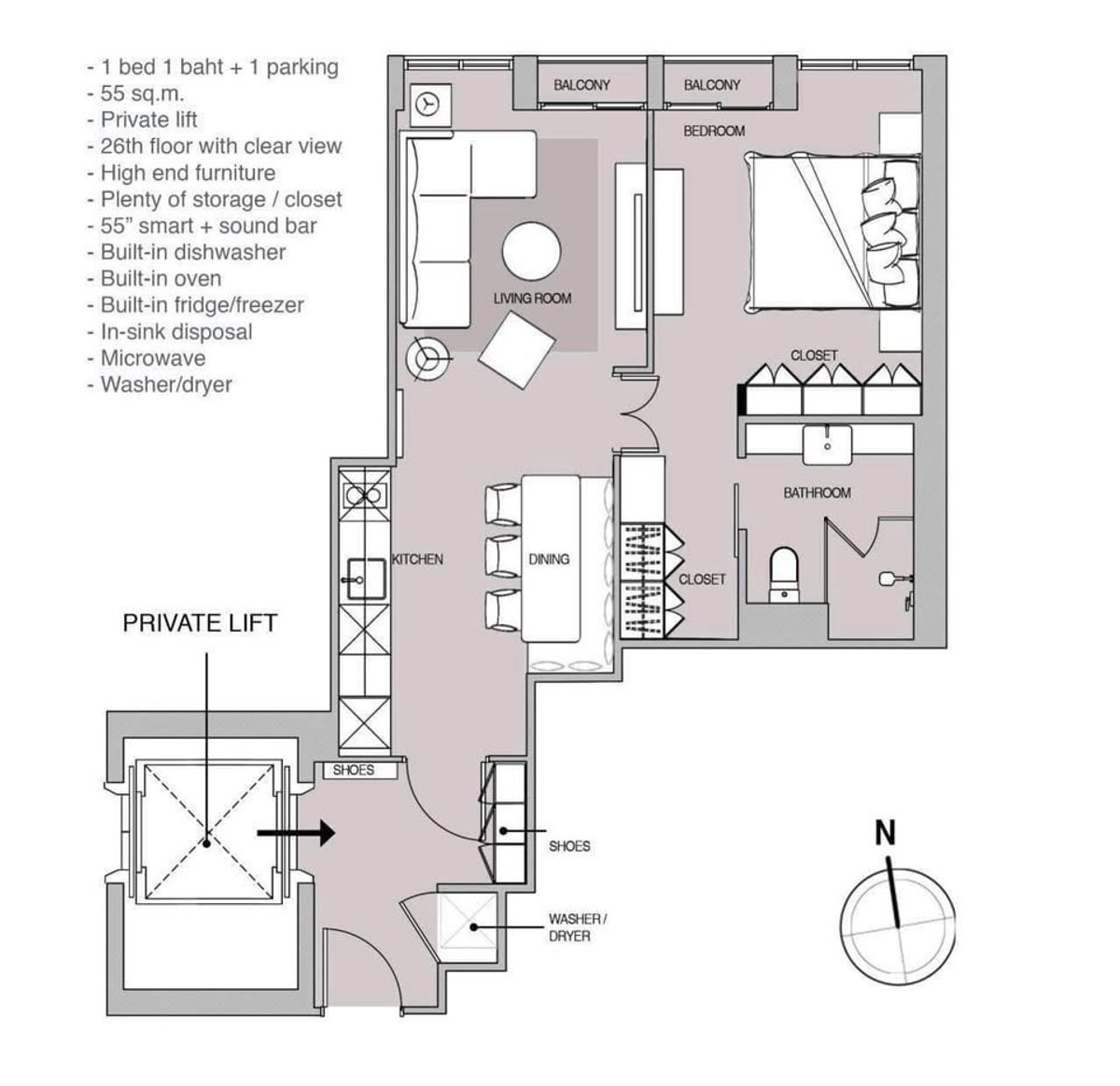 🔥Rent at Noble PloenChit 🔥1BR 1BR 🔥55,000🔥56sqm 🔥Floor26 – รูปที่ 4