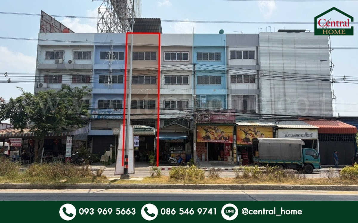 อาคารพาณิชย์ 4 ชั้น ติดถนนติวานนท์ ราคาถูก ใกล้รถไฟฟ้าสายสีชมพู สถานีสามัคคี