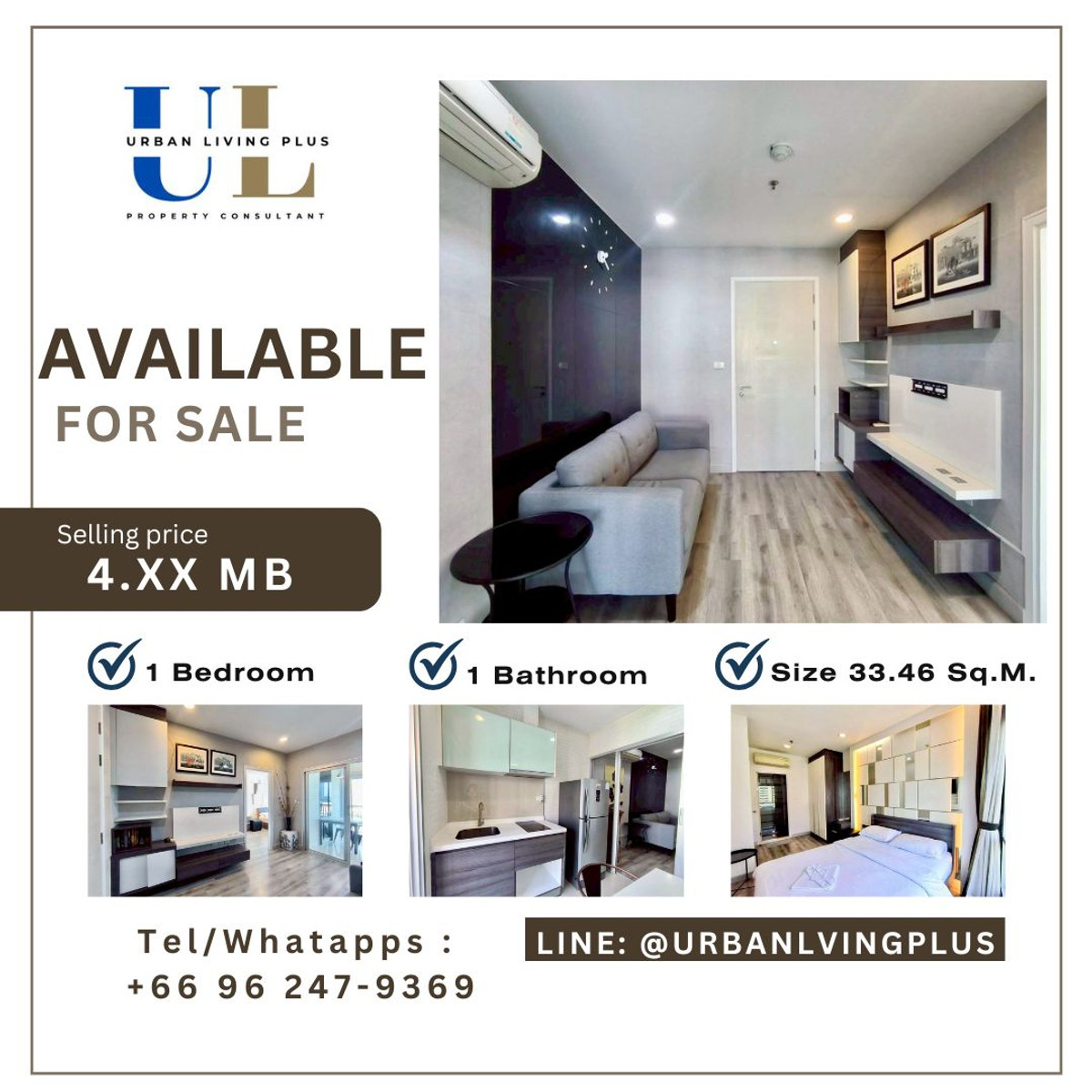 ( UL2605051 ) ✨Tel/Line 096-2479369✨ FOR SELL Centric Sathorn St.louis 1 BEDROOM 1 BATHROOM Size 33.46 SQ.M. RARE ITEM ( UL2605051 ) ✨Tel/Line 096-2479369✨ FOR SELL Centric Sathorn St.louis 1 BEDROOM 1 BATHROOM Size 33.46 SQ.M. RARE ITEM