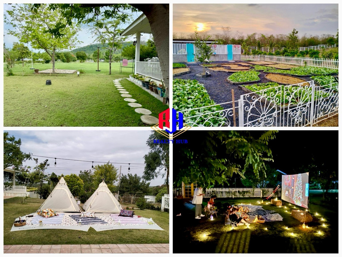 Single house/resort for sale with 10 rai of land, mountain view, suitable for a hotel, resort, homestay, pool villa, Air bnb, Wang Muang, Saraburi, beautifully decorated, very attractive investment, selling cheap.