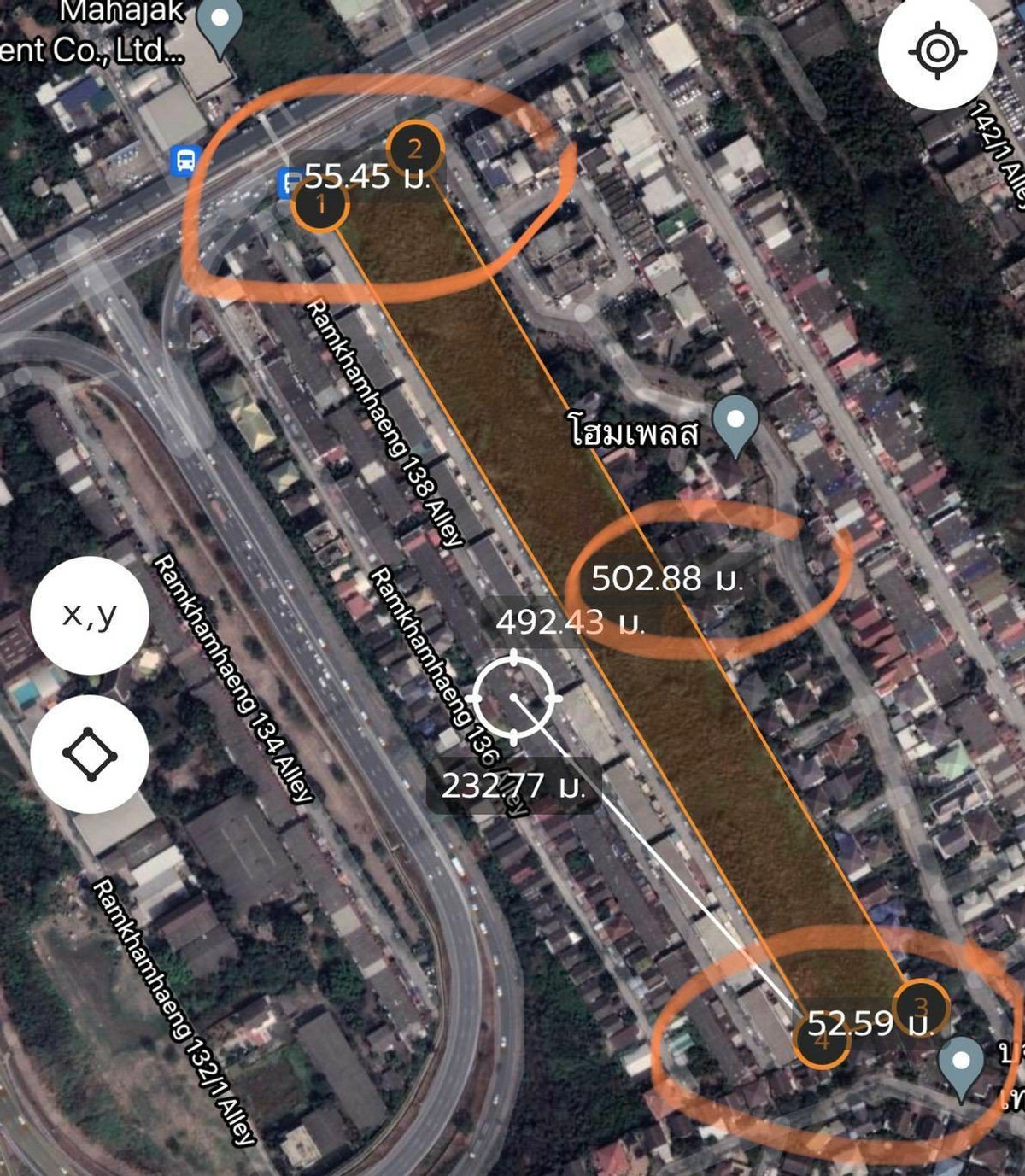 ขายที่ดินติดถนนใหญ่ ปากซอยราคำแหง 140 ถนนรามคำแหง ใกล้สถานีรถไฟฟ้าน้อมเกล้า เนื้อที่ 16 ไร่ 2 งาน 54.5 ตารางวา – รูปที่ 2