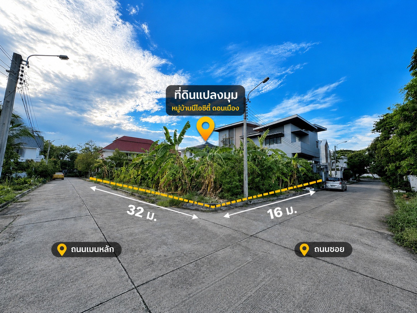 ขายที่ดินดอนเมือง 130 ตร.ว. แปลงมุม หมู่บ้าน นีโอ ซิตี้ สรงประภา "ไม่มีค่าส่วนกลางตลอดชีพ" สร้างบ้านหรูได้อิสระ – รูปที่ 3
