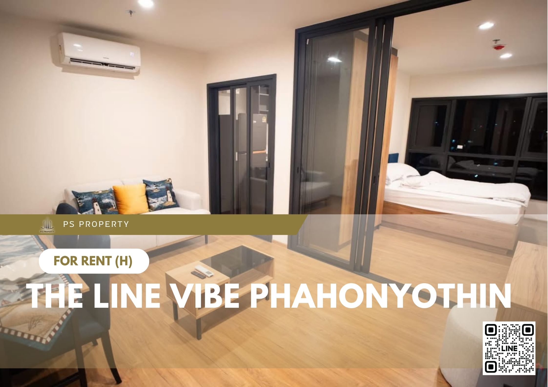 For Rent ✨ THE LINE VIBE Phahonyothin ✨ Fully furnished with appliances. Near BTS Ha Yaek Ladprao.