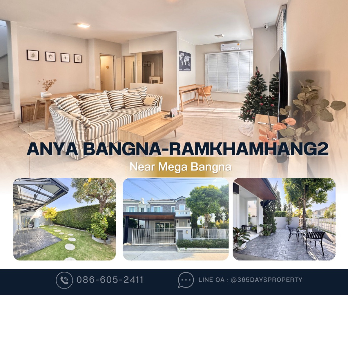 💥ForRent💥Anya Bangna-Ramkhamhang 2 🏡 Near Mega Bangna‼️Private Garden 🌳 Fully furnished 🌟Ready to move in 🌟