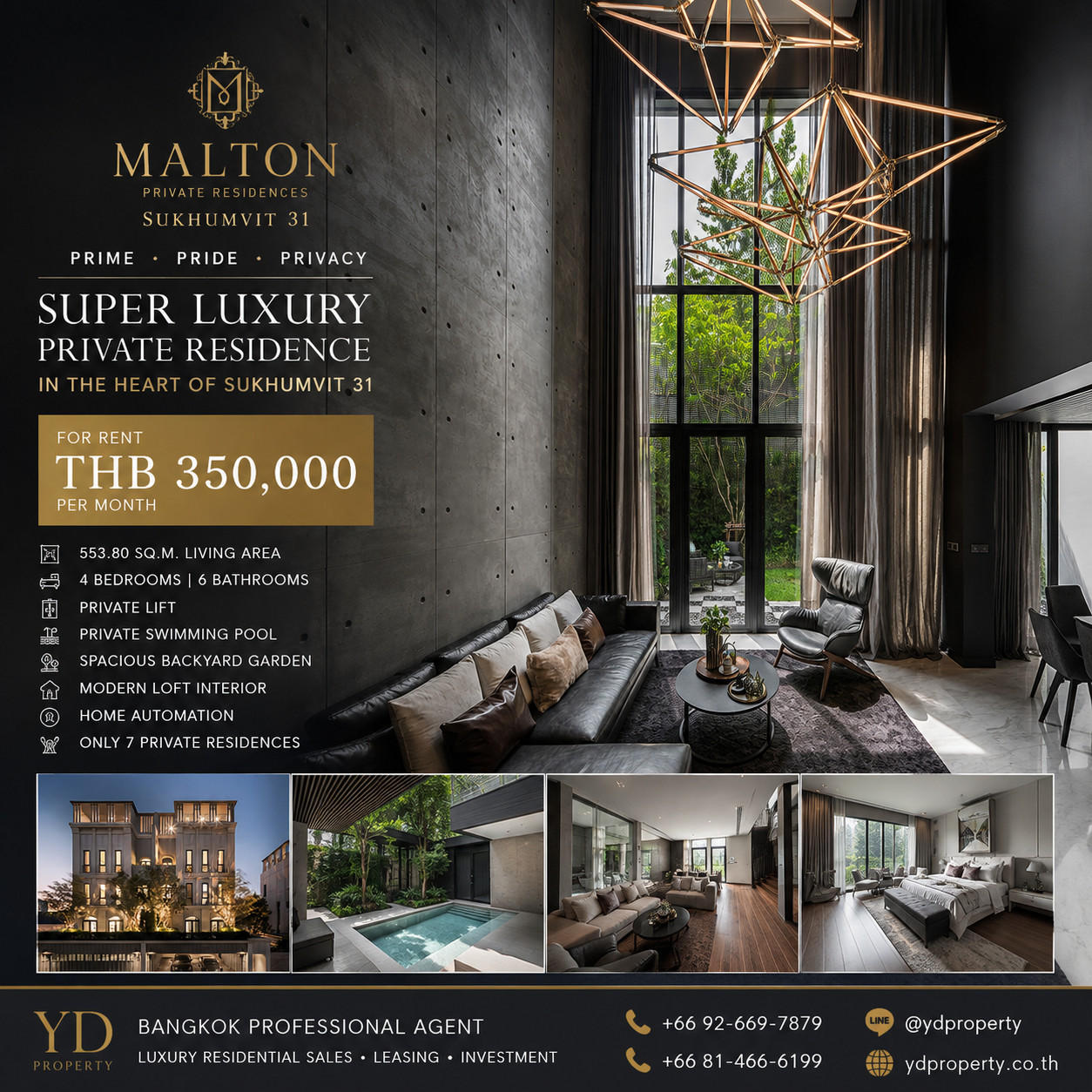 Malton Private Residences Sukhumvit 31 for Rent | Private Pool | THB 350K